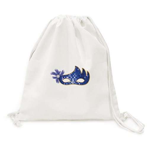Masque Bleu Joyeux Carnaval de Venise Sac Toile à Cordon Ultra Résistant