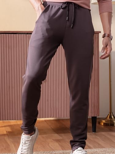 Image of DAMENSCH Men's Regular Fit Mid Rise Ottoman Joggers | Stylish Joggers for Casual Wear