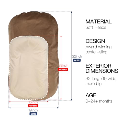 Image of Infant Support Cushion - Baby Support Cushion for Newborn, 0-24 Months, Portable Tummy Time Mat for Home and Travel, Soft Cotton, Supervised Use, Baby Essentials Gift,Coffee(1 Cushion + 1 Cover)