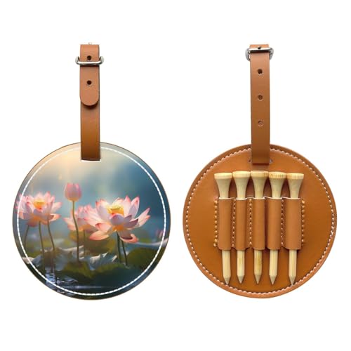 flowering lotus Brown Printed golf tee storage bag - portable design, easy to organize tee