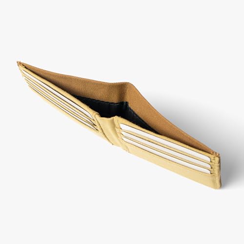 Image of Bellblock Slim Sleeve Canvas Wallet for Men /Women | Minimal Handcrafted Bifold Wallet | with Sim, Mobile Pin & Hidden Extra Card Slots | Mustard