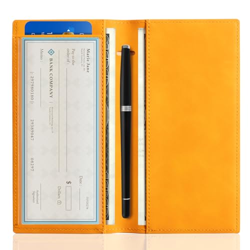 Image of CoBak Checkbook Cover for Women & Men - PU Leather Case with RFID Blocking | Classic Design Check Book Holder for Personal and Business