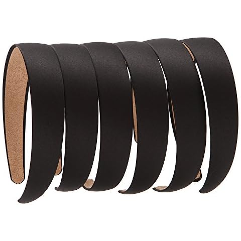 LONEEDY 6 PCS Hard Headbands, 1 Inch Wide Non-slip Ribbon Hairband for Women (6 PCS Black) Cover