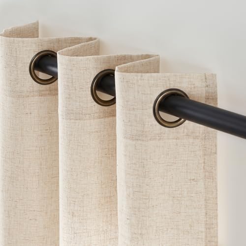 Image of jinchan Linen Curtains 96 Inch Light Filtering Grommet 2 Panels Natural