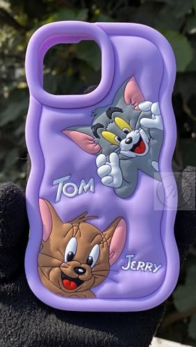 Image of MIDOS Back Cover Compatible with iPhone 15 Pro Max Soft Silicone 3D Cute Cartoon Full Protective Case for iPhone 15 Pro Max (Purple)