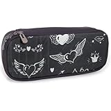 ペンケース バレンタイン ホワイトデー バレンタインデー ギフト ブラック023 筆箱 文房具 ペンポーチ 筆入れ PUレザー 大容量 収納 物入れ 軽量 防水 通学 多機能 化粧ポーチ 鉛筆ケース ペン袋 学生用 子供 女の子 男の子