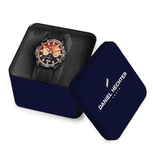 Image of Daniel Hechter Paris Pantheon Collection Pantheon Collection Unique Multifunctional Watch for Men with Textured Round Dial Silicon Strap & Date Indicator-DHM1010