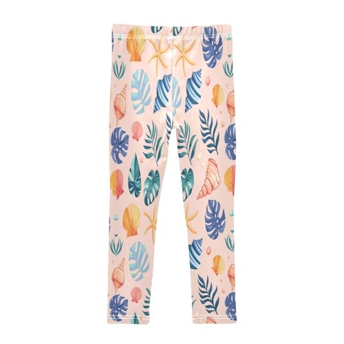 Bolaz Toddler Girls Leggings Printed Yoga Pants Leggings Green Leaves Shells for Kids2