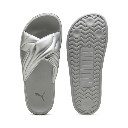 PUMA PUMA Women's LEADCAT PLATFORM Slide Sandal, Puma Aged Silver-Gray Echo, 9