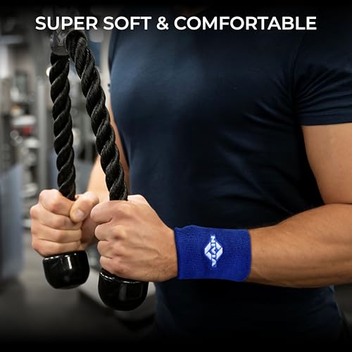 Image of Nivia Sweatband for Men & Women, Wristbands for Tennis, Basketball, Running, Sweat Band for Gym & Athletes (Large, R.Blue)