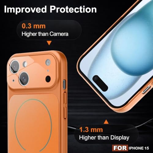 Image of SHINESTAR iPhone 15 Case - Premium Shockproof Protective Cover, Wireless Charging Compatible, Slim & Durable Luxury Back Cover with Camera Protection (Orange)