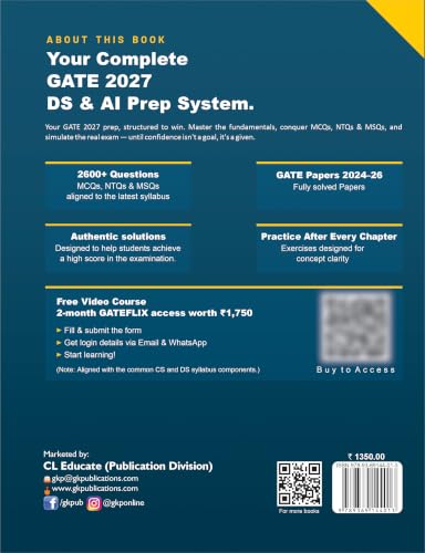 Image of GATE 2027 : Data Science & Artificial Intelligence- Complete Guide | 2600+ MCQs | Solved Papers 2024-2026