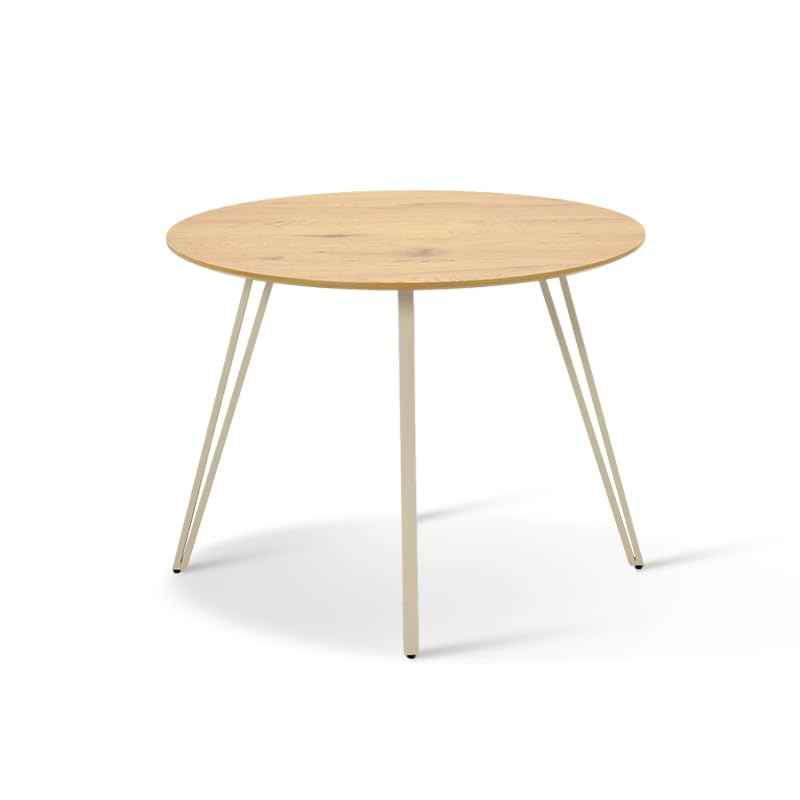 HOMEFAITH Tables Modern Minimalist Small Round Wooden Table with Lightweight Metal Legs