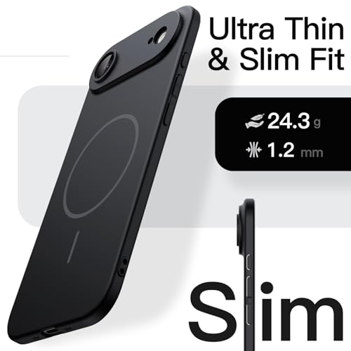 Image of JETech Magnetic Slim Case for iPhone Air, Compatible with MagSafe, Ultra-Thin Lightweight Minimalist Phone Cover with Matte Finish and Full Camera Lens Protection, 6.5-Inch Display (Black)