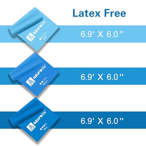 Image of A AZURELIFE Resistance Bands,Professional Long Non-Latex Elastic Stretch Bands,Exercise Bands for Physical Therapy, Yoga, Pilates, Rehab, at-Home or The Gym Workouts, Strength Training