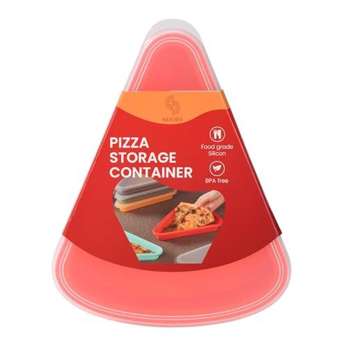 KEVJES 2-Pack Reusable Silicone Leftover Pizza Slice Storage Container with Air-tight Lids-BPA Free,Fits Single Slice up to 16”,Save Space,Refrigerator organizer(2 Red) KEVJES 2-Pack Reusable Silicone Leftover Pizza Slice Storage Container with Air-tight Lids-BPA Free,Fits Single Slice up to 16”,Save Space,Refrigerator organizer(2 Red)