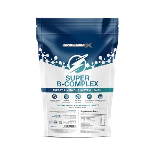 Vitamin B Complex - 365 Tablets (1 Year Supply) Maximum Strength Complete B Vitamin Complex Formula (B1, B2, B3, B5, B6, B12, Biotin, Folic Acid) for Energy, Focus & Immunity - Suitable for Vegans
