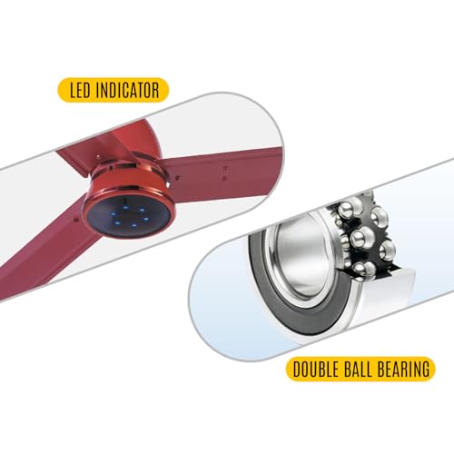 Image of Blueberry's ๐๐๐๐ 1200mm Ceiling Fan with Remote Control, BEE ๐ฑ-๐ฆ๐๐ฎ๐ฟ Rated Energy Efficient Ceiling Fan, High Air Delivery with LED Indicators, 3-Year Warranty (Royal Brown)