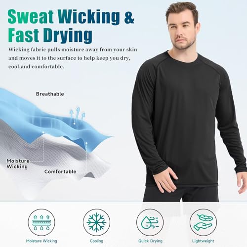 Mens UV Sun Protection Shirts UPF 50 Long Sleeve Rash Guard SPF Outdoor Hiking Running Fishing Shirt Lightweight2