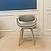 Natural Finish Dining Chair - Mid Century Curved Back Design for Kitchen & Dining Room (Grey Leather)