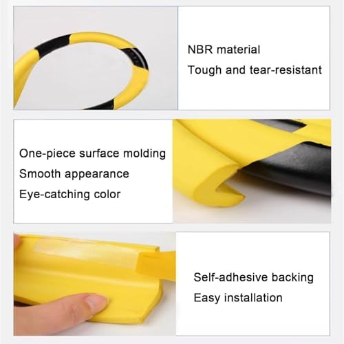 Heavy Duty U-Shaped Corner Guards, 196.9" Self-Adhesive NBR Rubber Bumpers, Wall Protectors for Garage & Warehouse Safety, Anti-Collision Foam Edge Protectors, 1 Pack