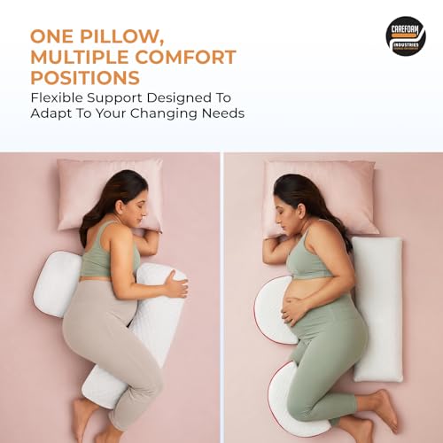 Image of CareFoam Pregnancy Pillow Adjustable Butterfly Design for Sleeping|Memory Foam|Full Body Maternity Pillow for Belly, Back, Hips & Legs Support|Soft, Breathable & Travel-Friendly