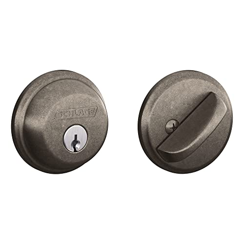 Image of Schlage B60N621 Deadbolt with Standard Trim Keyed 1 Side, Highest Residential Security, Single Cylinder, Distressed Nickel