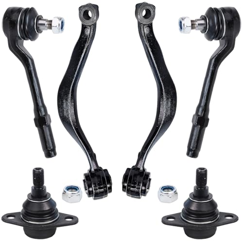 Image of Detroit Axle - Front Lower Control Arms + Ball Joints + Outer Tie Rods Replacement for 2000-2003 BMW X5-6pc Set