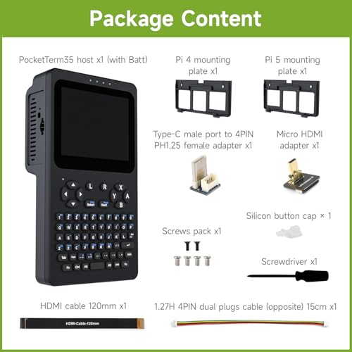 Waveshare Portable Handheld Linux Terminal with 3.5inch Touch Display, 640 × 480, Optical Bonding, Compatible with Pi 4B/5 Portable Development and Debugging Devices, PocketTerm35 Host with Acce - Image 3
