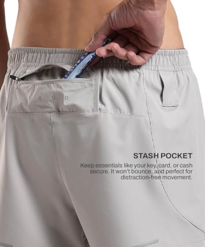 TEGO Men’s Pacer 5” Lined Shorts Gray Light Grey - Image 7