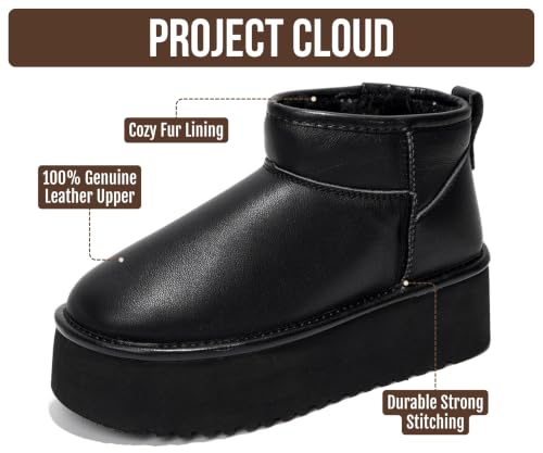 Image of Project Cloud 100% Genuine Leather Platform Ankle Boots for Women