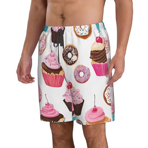 Cupcake Pattern Men's Quick Dry Beach Shorts Swim Trunks with Pockets Board Shorts2