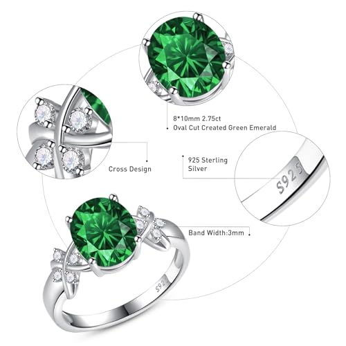 2.75ct 925 Sterling Silver Oval Engagement Ring for Women Unique Birthstone Rings Setting Criss Cross Cubic Zirconia Promise Wedding Band 3mm Band Width Size 5-93