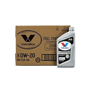 Valvoline Advanced Full Synthetic SAE 0W-20 Motor Oil 1 QT, Case of 6