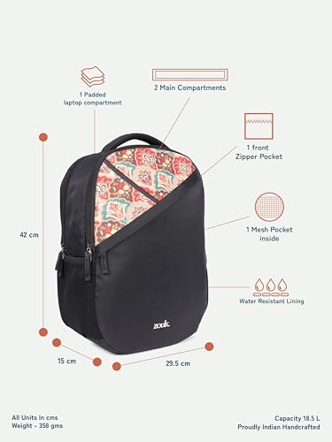 Image of ZOUK Taaran Backpack - Large 2 Compartment Backpack, 18.5L with Spacious Interiors Bags For School, Office, College, Gift For Men & Women