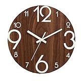 Función de luz nocturna: almacenamiento de energía respetuoso con el medio ambiente luminoso.El reloj de pared de madera puede absorber la energía de la luz en el día y brillar en la oscuridad..