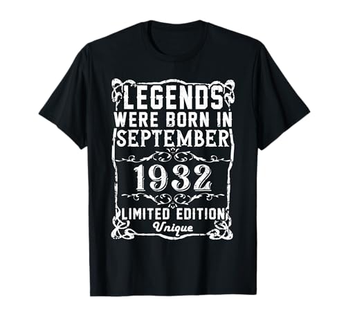 Cumpleaños Septiembre 1932 Edición Limitada Regalo Vintage Camiseta