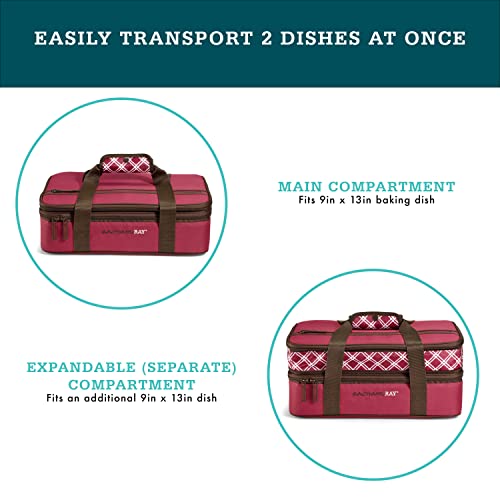 Rachael Ray Expandable Insulated Casserole Carrier for Hot or Cold Food, Thermal Lasagna Lugger Tote for Potluck, Parties, Picnic, and Cookouts, Fits 9" x 13" Baking Dish