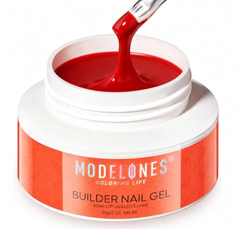 modelones Gel Builder for Nails, Red Hard Gel 2oz- High Hardness for Sculpting Nail Extensions, Apex...