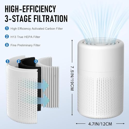 Image of Smart Mini Air Purifier for Home | True HEPA Air Cleaner for Rooms up to 300 Sq Ft Coverage | Removes Dust, Pollen, Smoke & Odors | Portable Air Purifier for Bedroom, Office (Air Purifier)