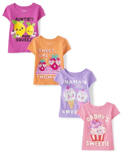 Image of The Children's Place Baby-Girls and Toddler Unicorns,Butterflies,Trends Short Sleeve Graphic T-Shirts,4 Pack