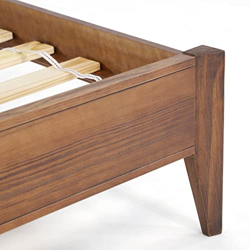 Grain Wood Furniture Mid Century Solid Wood Platform Bed, Full Size, Brushed Walnut #TOP6