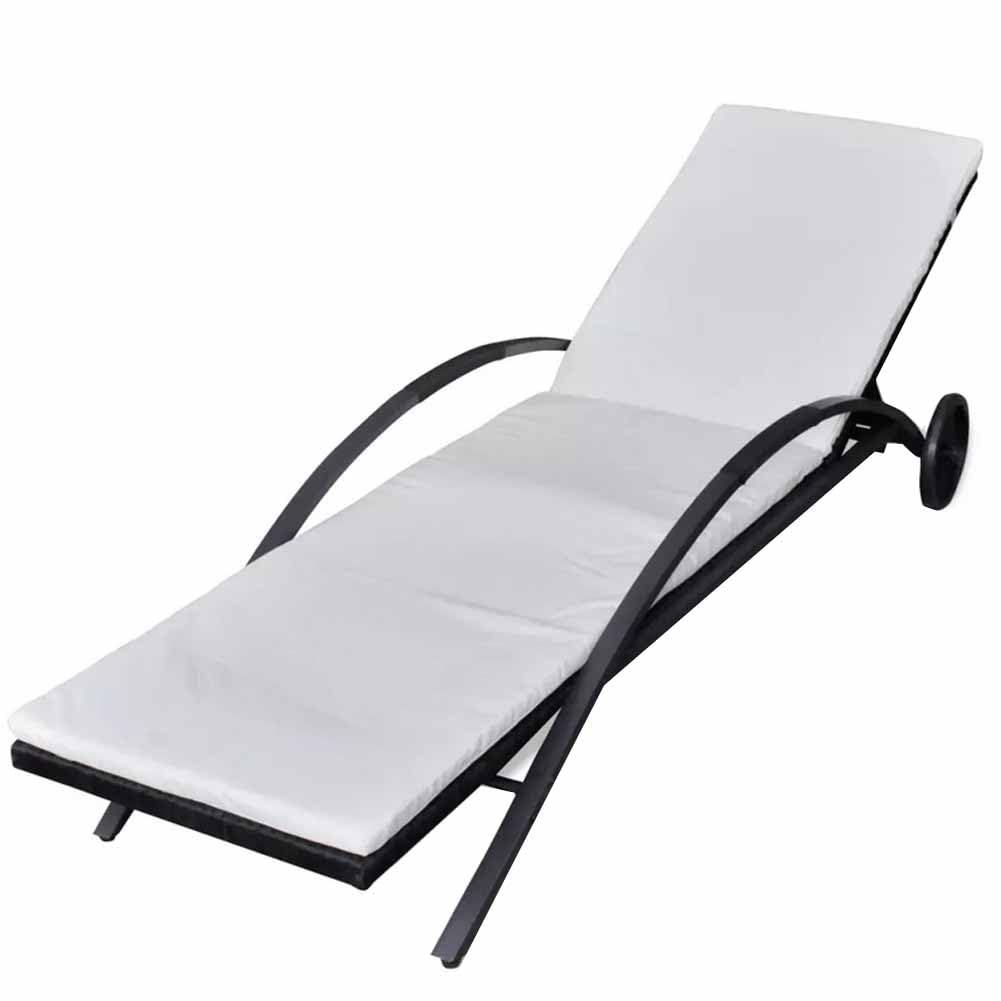 Bain de Soleil en Rotin PE avec Roulettes pour Moments de Detente au Jardin