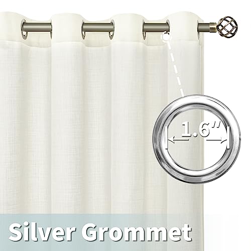 Image of LAMIT 40 Inch Length Linen Curtains for Cafe, Light Filtering Panels, Grommet Privacy Protected Natural Linen Curtains for Small Window /Kids' Room, Set of 2 Panels (42 x 40 Inch, Ivory)
