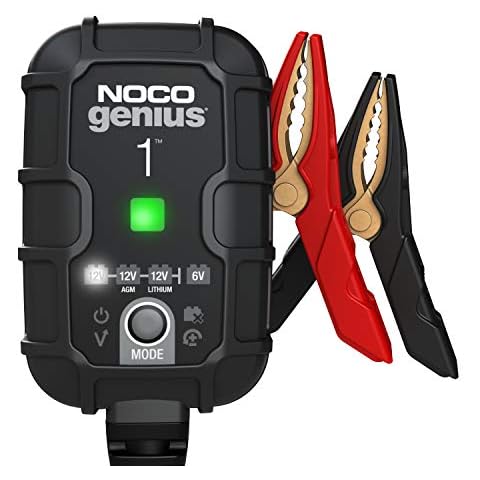 NOCO GENIUS1UK, 1A Smart Car Charger, 6V and 12V Portable Heavy-Duty Battery Charger Maintainer, Trickle Charger and Desulfator Conditioner for AGM, Leisure, Lithium, Motorbike and Caravan Batteries Cover