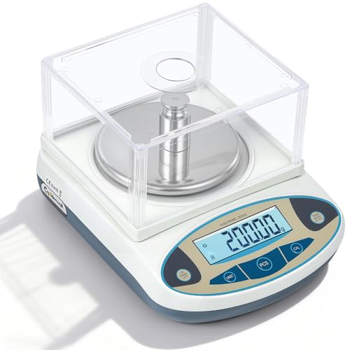 CGOLDENWALL Lab Digital Scales 0.01g Precision Analytical Electronic Balance Jewelry Scales Kitchen Weighing Scale Calibrated & Ready to Read (2000g, 0.01g)