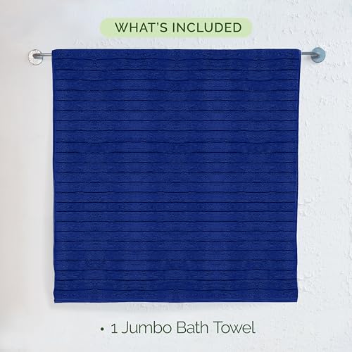 Image of Elegant Comfort 100% Turkish Cotton Corduroy Ribbed Luxury Jumbo Bath Towel Ultra Soft - 35 x 70 Inch - Luxury Spa Premium Hotel Quality Highly Absorbent and Quick Dry Large Bath Towel, Royal Blue