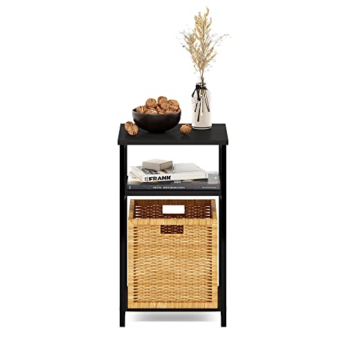 Image of Furinno Just 3-Tier Metal Frame End Table with Storage Shelves, 1-Pack, Espresso