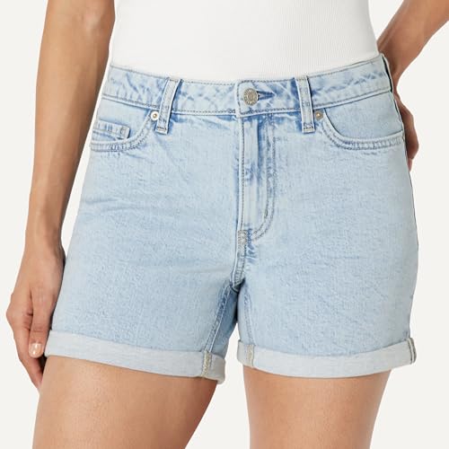 Amazon Essentials Women's Medium Stretch Slim-Fit Mid-Rise 4" Jean Short, Classic Light Wash, 16 - image 5