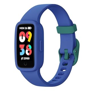 BIGGERFIVE Vigor 3 Kids Fitness Tracker Watch, AMOLED Screen, No App or Phone Needed, 3ATM Waterproof, Heart Rate & Sleep Monitor, Pedometer & Step Counter Smart Watch for Boys Girls Ages 5-15 (Blue)